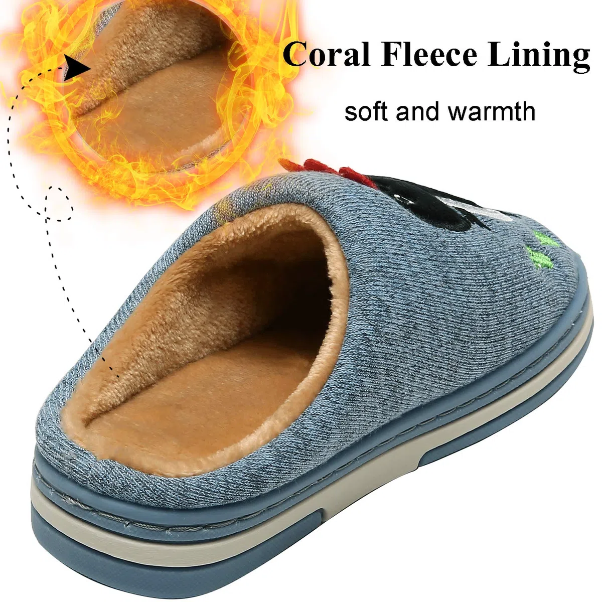 INMINPIN Zapatillas de Estar por Casa para Niñas Niños Caliente Pelusa Pantuflas de Invierno Lindo Zapatos Interior de Algodón con Dinosaurio de Dibujos Animados