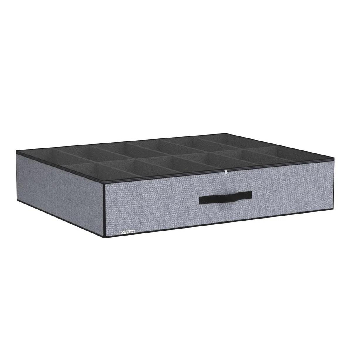 homyfort Juego de 2 bolsas de almacenamiento para zapatos con ventana transparente, organizador de zapatos con 2 compartimentos, caja de almacenamiento para debajo de la cama, lino gris, XDUBSB2P