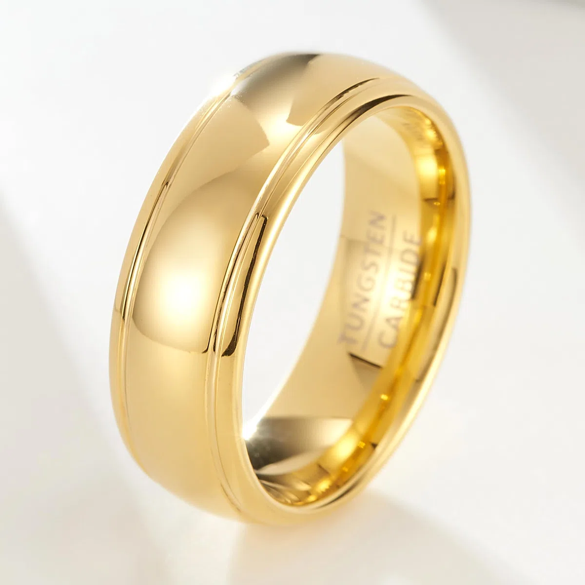 Anillos de boda dorados de carburo de tungsteno para hombre y mujer con un ancho de 8 mm, adecuados para bodas, compromisos, aniversarios y regalos.