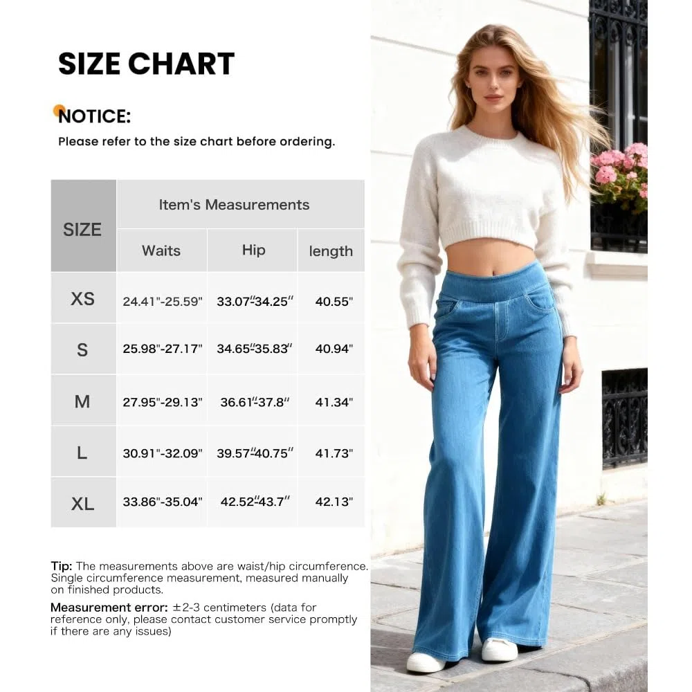 Jeans Mujer Stretch de Pierna Ancha y Recta Tiro Alto Estilo Baggy Moderno Pantalones Casual Efecto Moldeador con Bolsillos mujeres/B/L