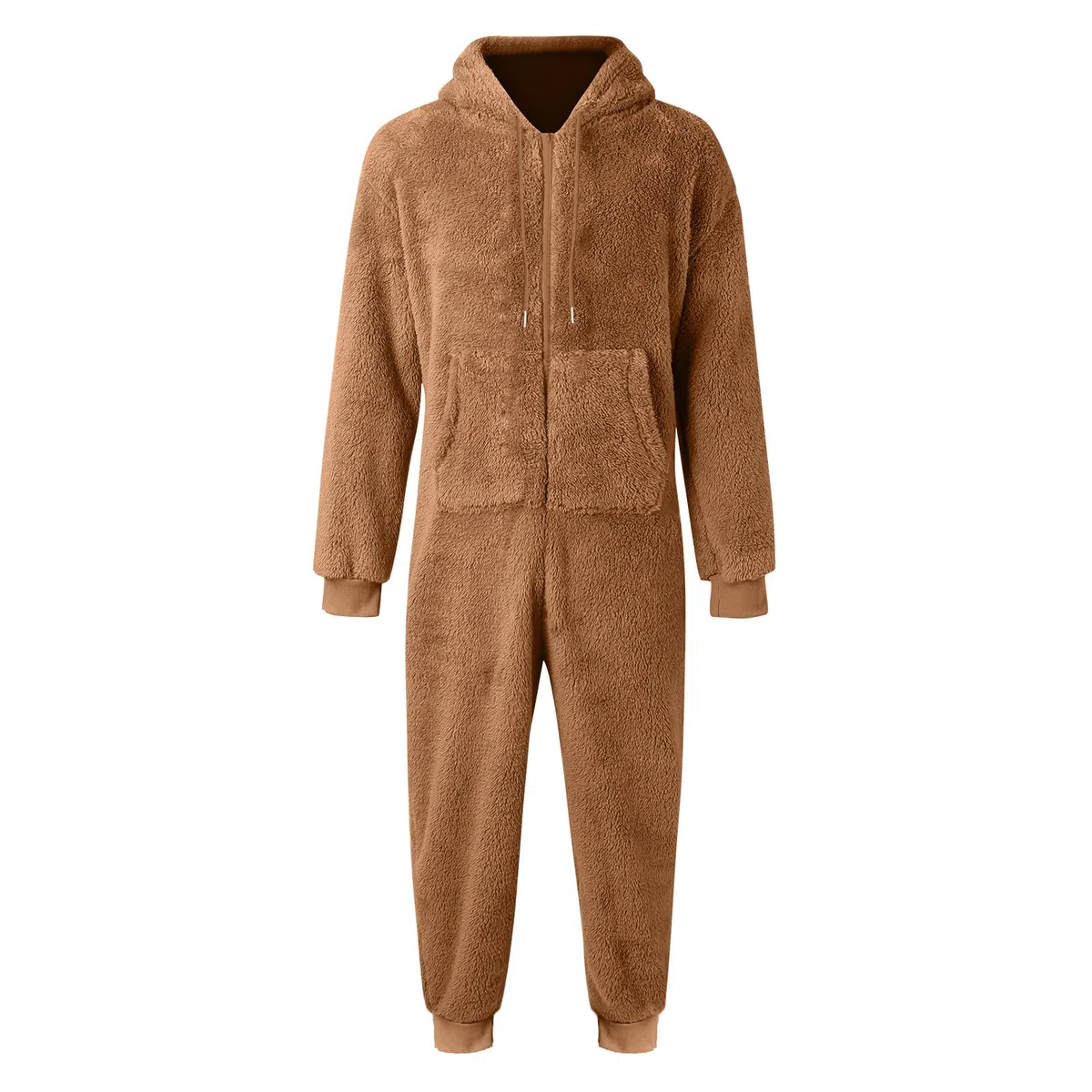 Mono de Invierno cálido para Hombre, Monocolor, de Felpa, Pijama Mullido, de Forro Polar, Pijama de una Pieza, Suave, Largo, con Capucha Cómodo y versátil
