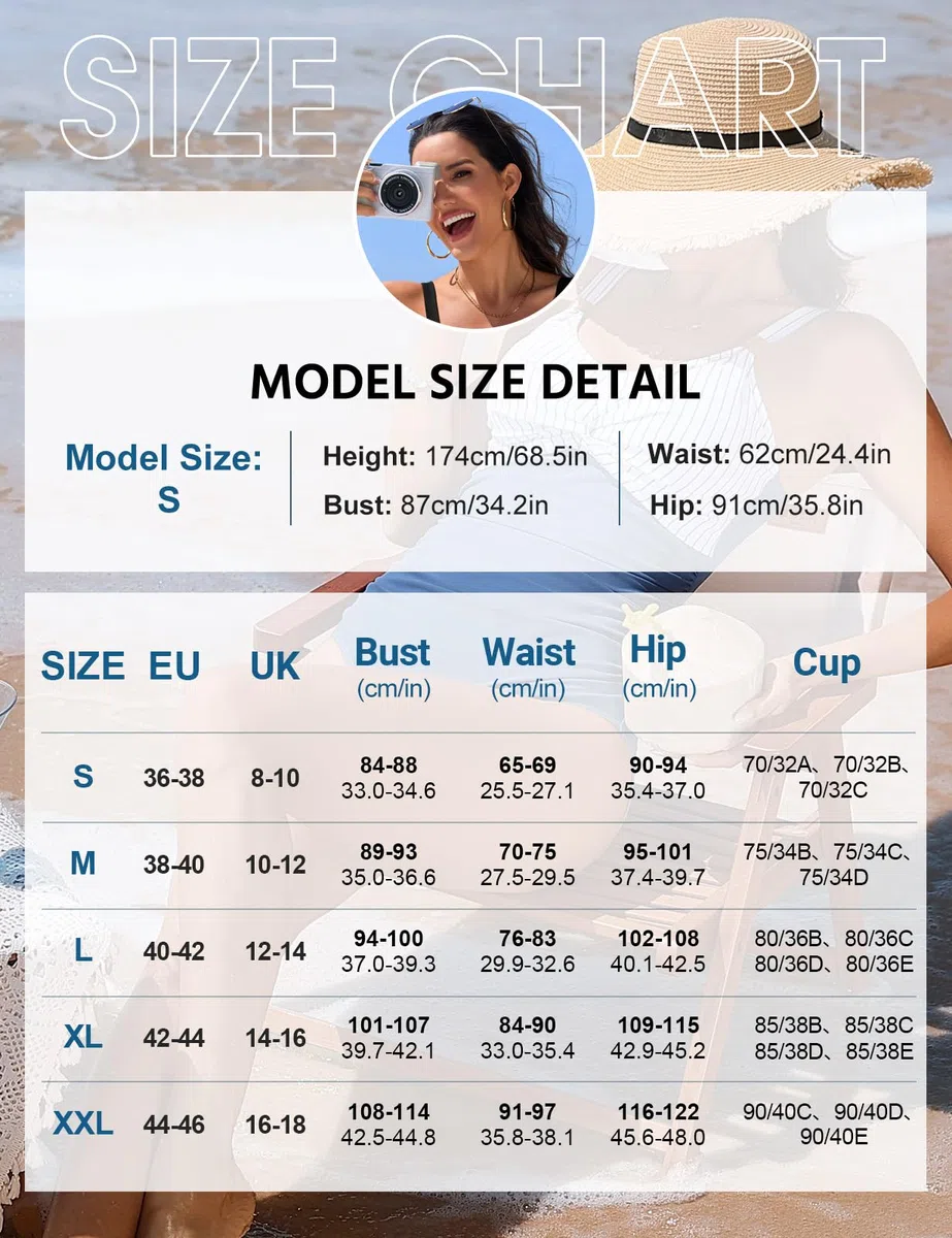 Bañadores Mujer Reductores Barriga Bañador Vientre Plano Push Up Traje De Baño Una Pieza Cuello En V Talla Grande Swimsuit con Metal Decorativo