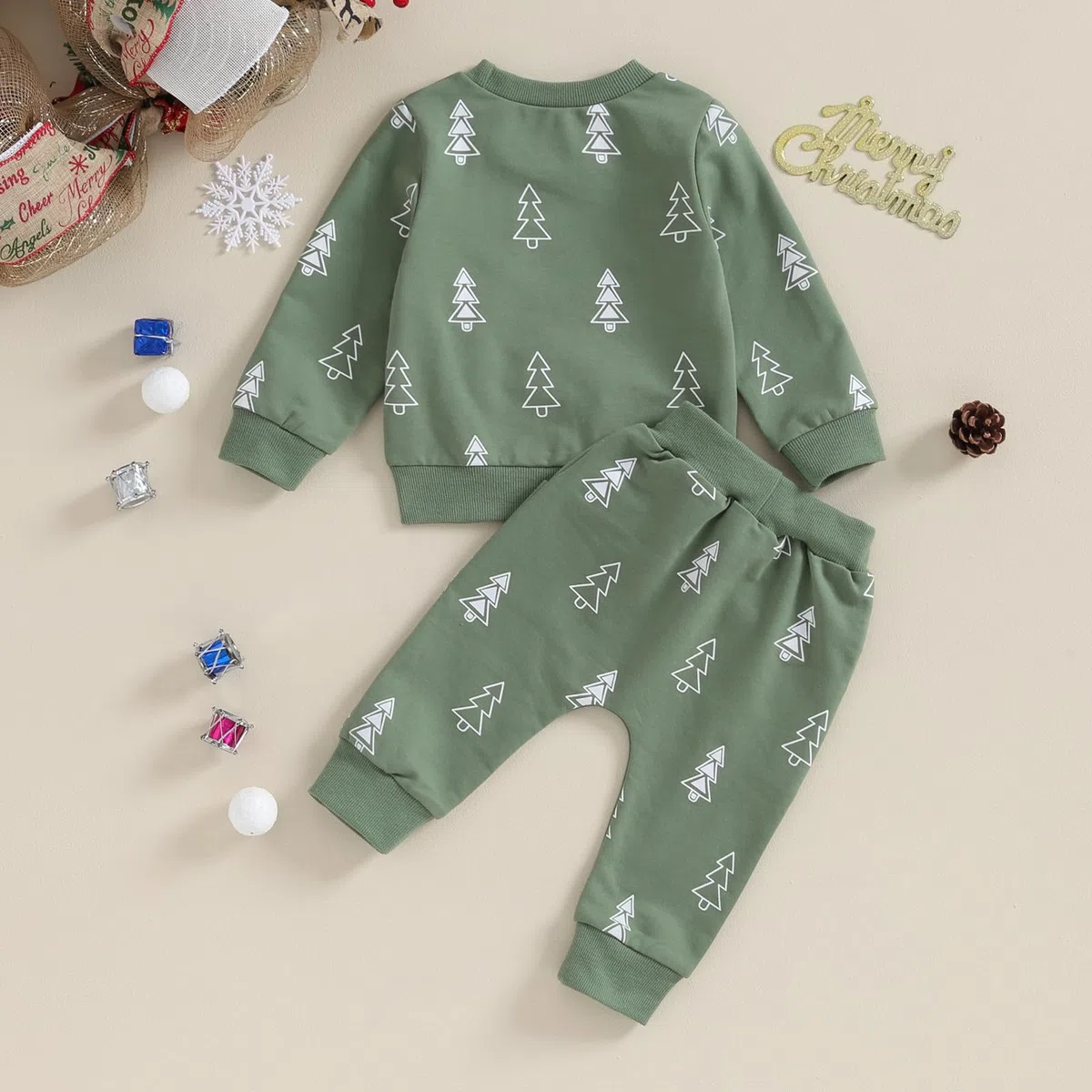 Hnyenmcko Traje de Navidad para bebé niño, sudadera de manga larga con cuello redondo y pantalones de invierno para niños pequeños