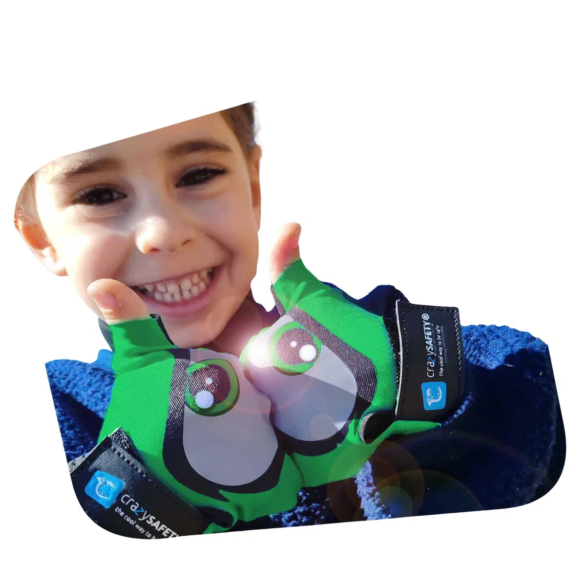 Crazy Safety - Guantes de ciclismo para niños, color negro, con ojos reflectantes y palmas acolchadas, talla S, ideal para ciclismo, patinete y actividades al aire libre