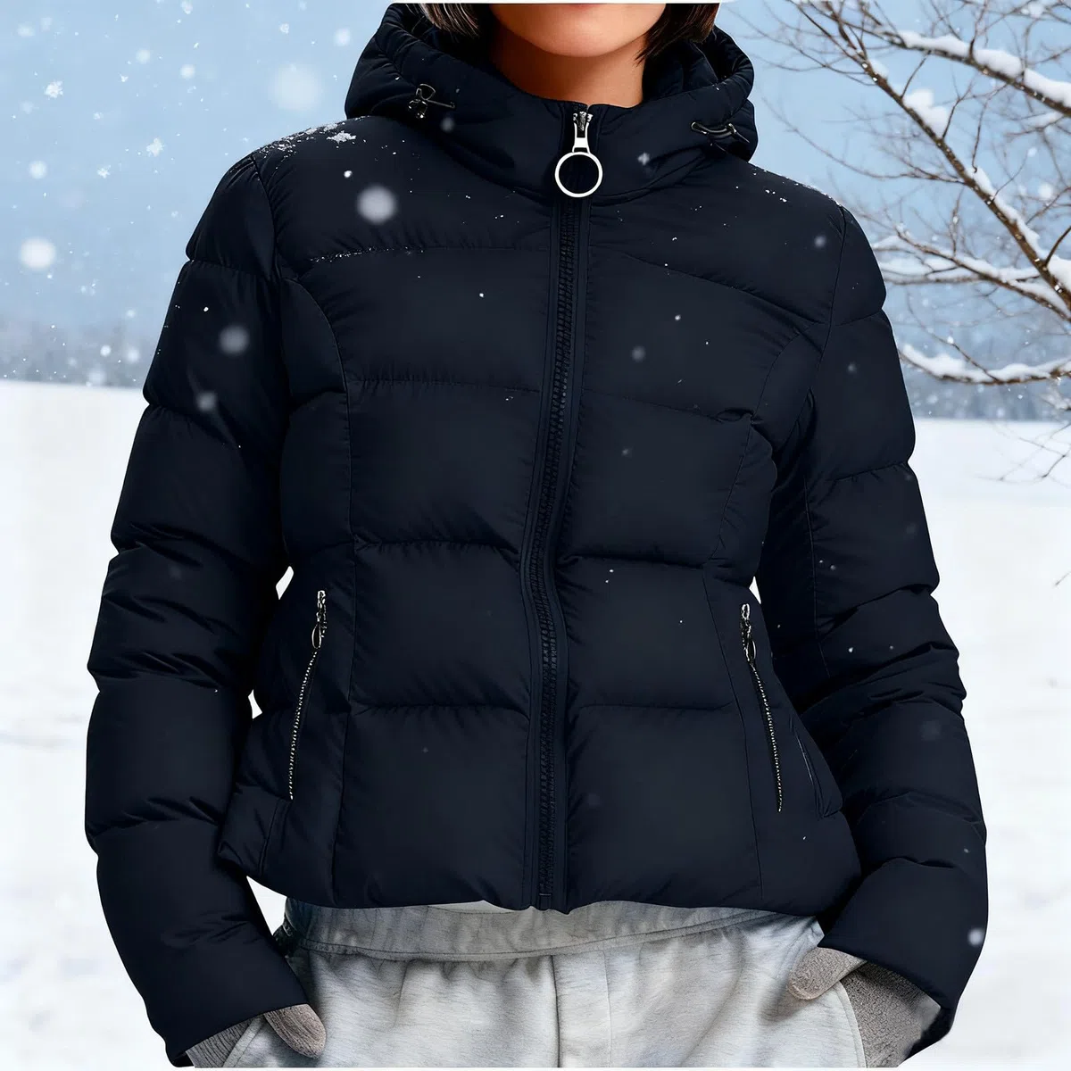 HAOLEI Chaqueta Mujer Invierno Chaquetas Acolchado con Capucha Cálido Abrigo Parka con Capucha Viento Cremallera Grueso y Cálido Cazadora Manga Larga con Bolsillos Otoño Invierno Ligero Outwear