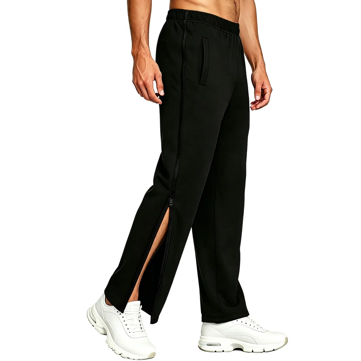 Pantalones de Chándal para Hombre Pantalones Deportivos Jogging Entrenamiento de Ocio con Cremallera Completa Pantalón de Rehabilitación Ropa Deportiva con Bolsillos