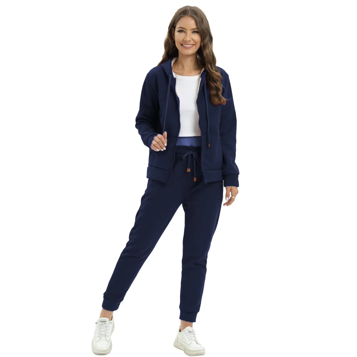 amropi Chándal de Mujer Chaqueta de Lana con Capucha y Pantalones Conjunto de Invierno