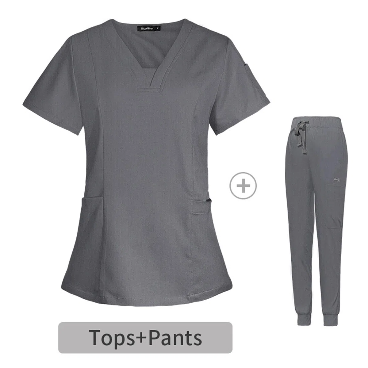 kowaku Uniformes de trabajo de enfermera, conjunto de uniformes médicos para mujer, pretina elástica duradera con cordón ajustable, mangas, l