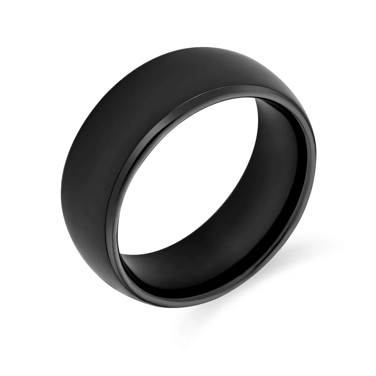 Bling Jewelry Anillo de boda de titanio para parejas, simple y ancho, en forma de cúpula, negro o plateado, para hombres y mujeres, ajuste cómodo, 8MM, talla 5-14
