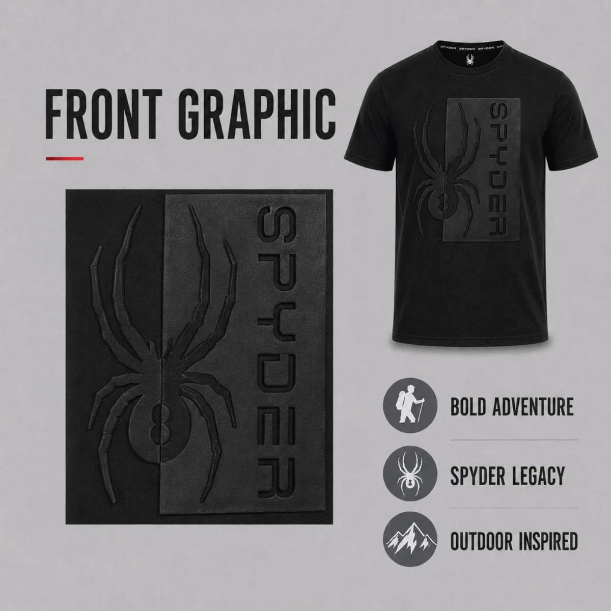 Spyder M Spydr SS tee Shirt Camiseta Hombre (Pack de 1) | Sudadera suave para la calle, comodidad casual diaria para fines de semana, descanso y uso diario