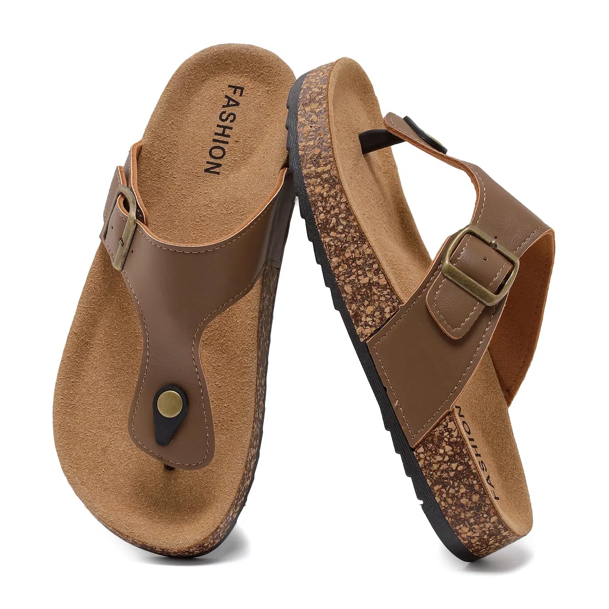 Chanclas Mujer Hombre Sandalias con Plantilla de Corcho Flip Flops Verano - Sandalias Ajustables Antideslizantes Playa Piscina Cómodas