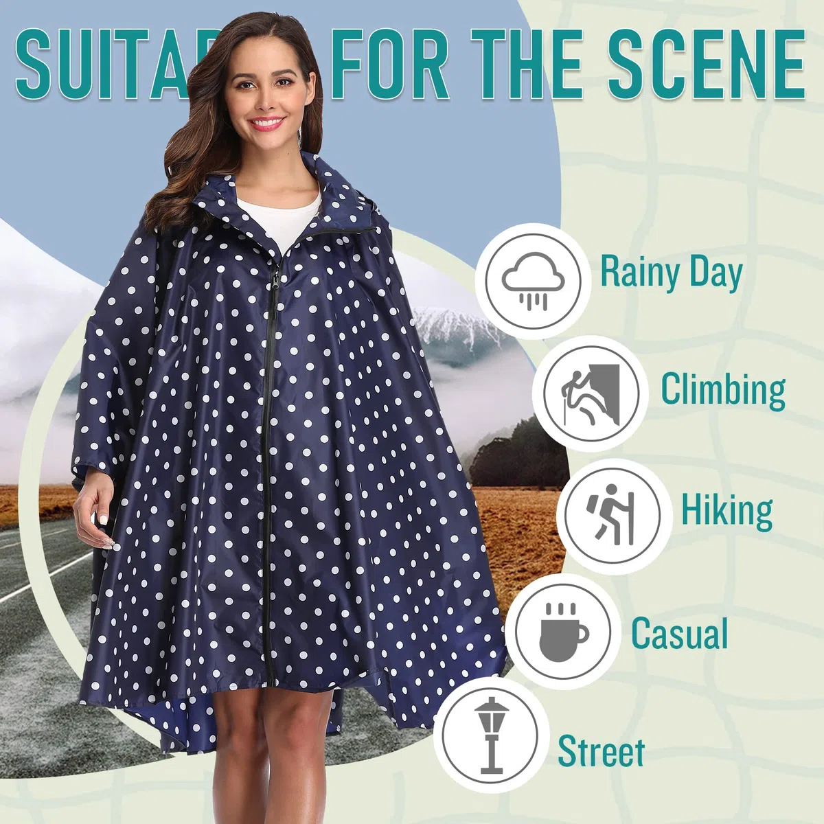 SaphiRose Yy-k29 Poncho de lluvia Mujer (Pack de 1)
