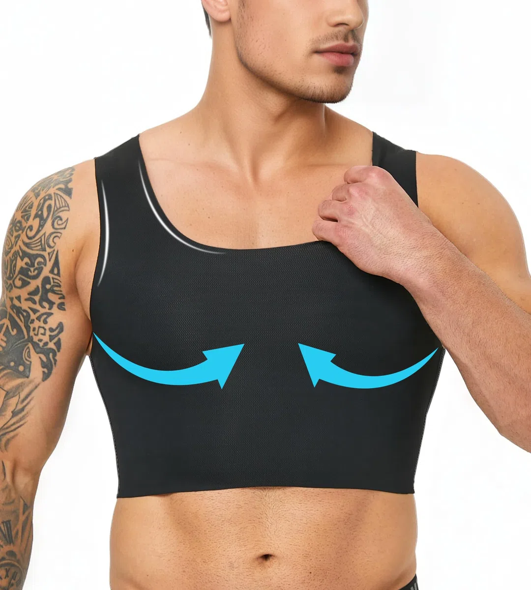 Sujetador de compresión para ginecomastia para Adelgazar el Pecho, Camiseta sin Mangas para transgénero FTM Tomboy, Hombres y Mujeres