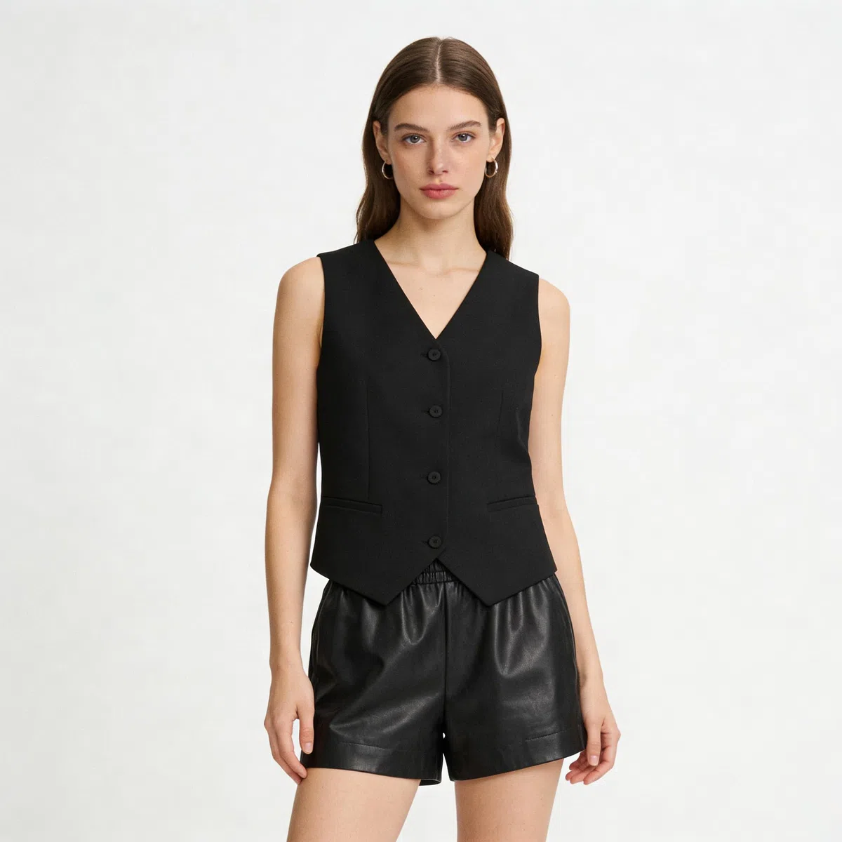 Chaleco Blazer Sin Mangas Mujer Chalecos Traje Cortos Mujer Chalecos Blazer Sin Mangas Cuello V Tirantes Ajustables Espalda Chaqueta Informal Primavera Verano Trabajar Camiseta Elegante.