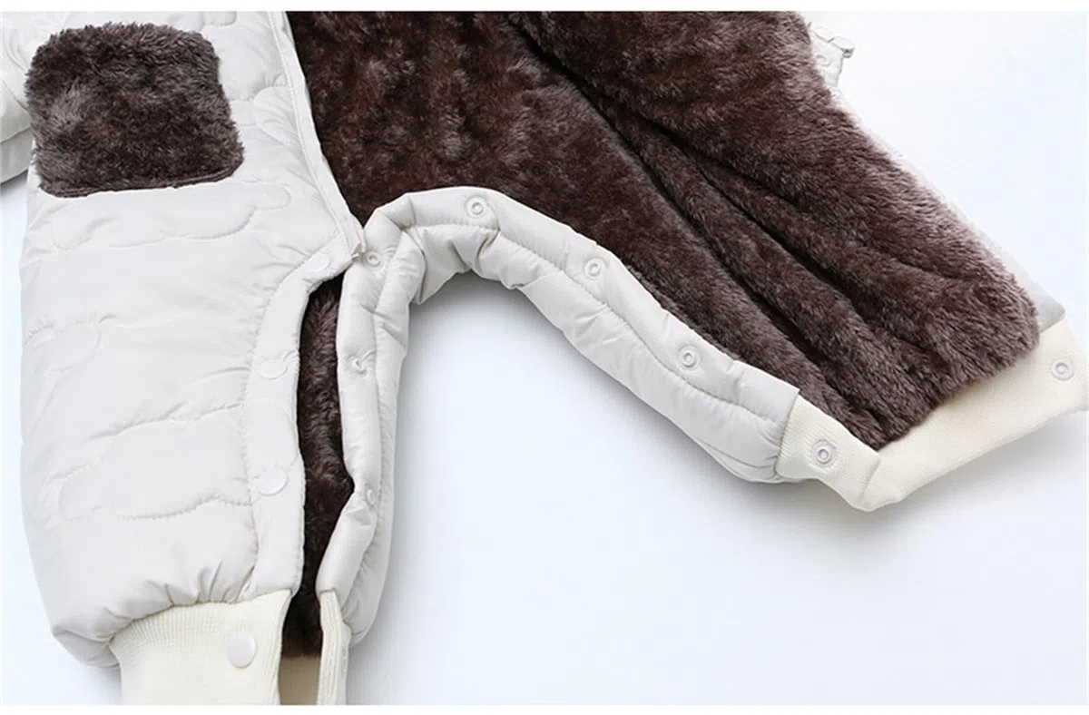 Bebé Mameluco Invierno con Forro Recién Nacido Traje de Nieve con Capucha Niño Niña Mono Infantil Pelele Entero Ropa de Una Pieza Calentito con Cremalleras - 0-24 Meses
