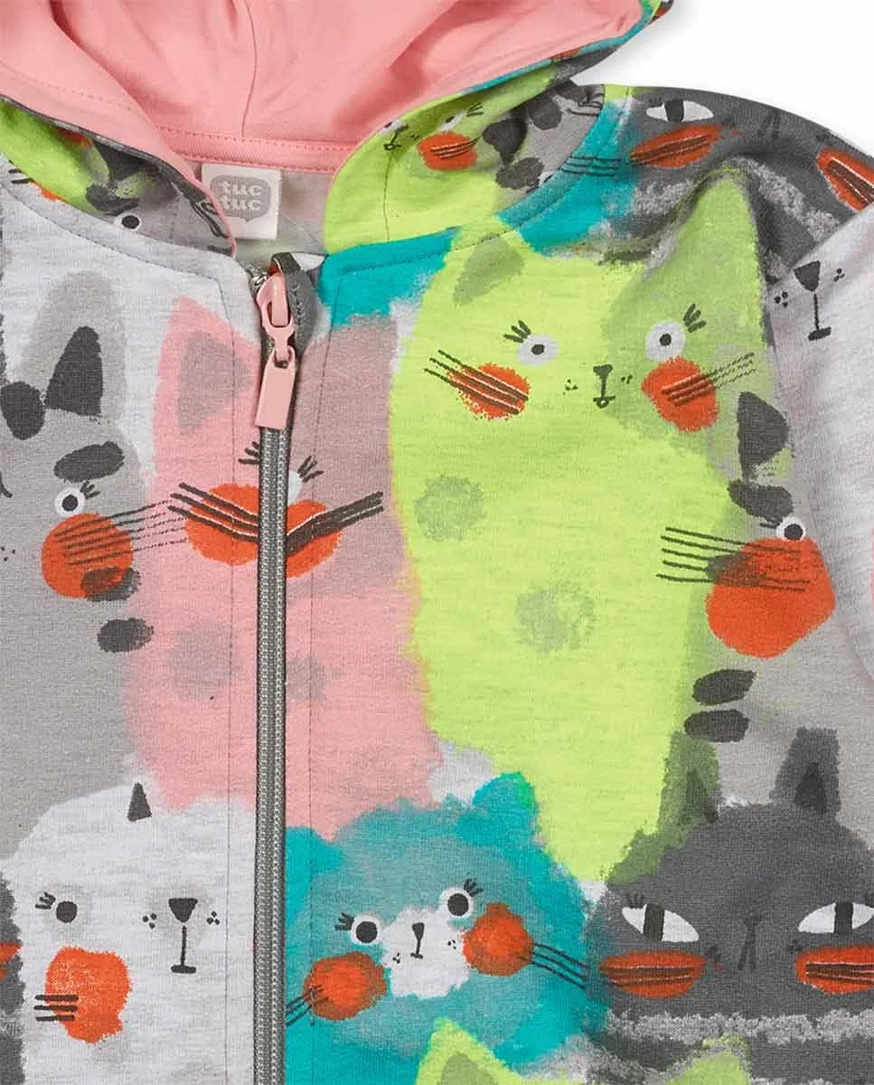 Tuc Tuc Sudadera Felpa con Capucha de niña Color Gris colección Cattitude