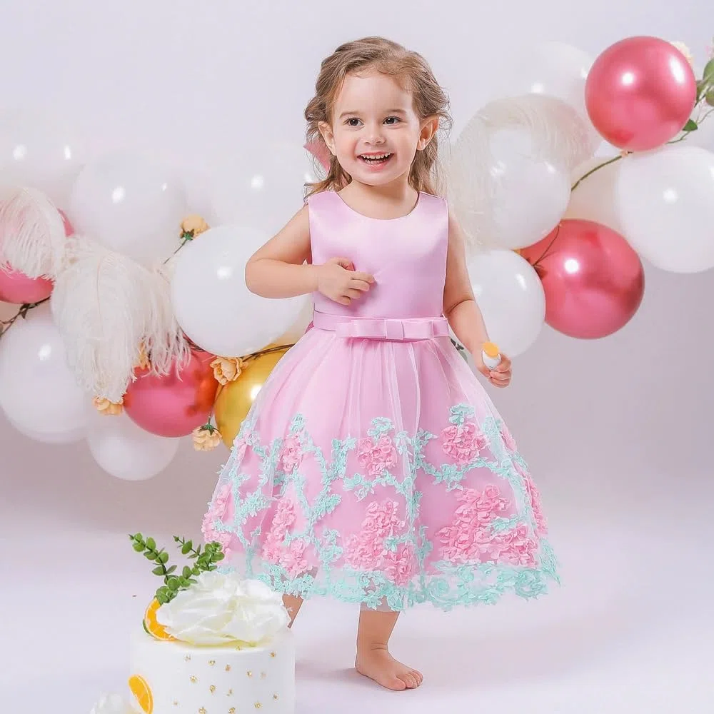 Lito Angels Vestidos Elegante Dama de Honor para Boda Fiesta Ceremonia para Bebe y Pequeñas Niñas, Azul Rosa Morado Amarillo
