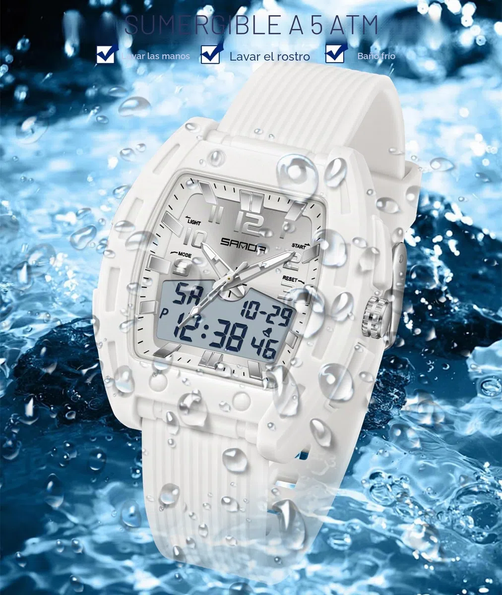Relojes de mujer para mujer Relojes rectangulares únicos para mujer Relojes deportivos analógicos digitales con alarma cronómetro resistente al agua Señal horaria 12/24H Iluminación Reloj de