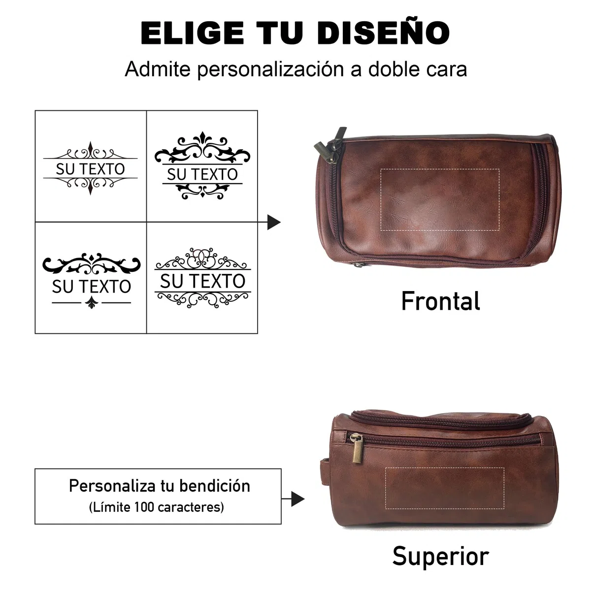 Easycosy Regalos Dia del Padre, Neceser Hombre en Piel Personalizado - Bolsa de Aseo Compacto para Viaje, Regalo para Papá, Amantes y Amigos