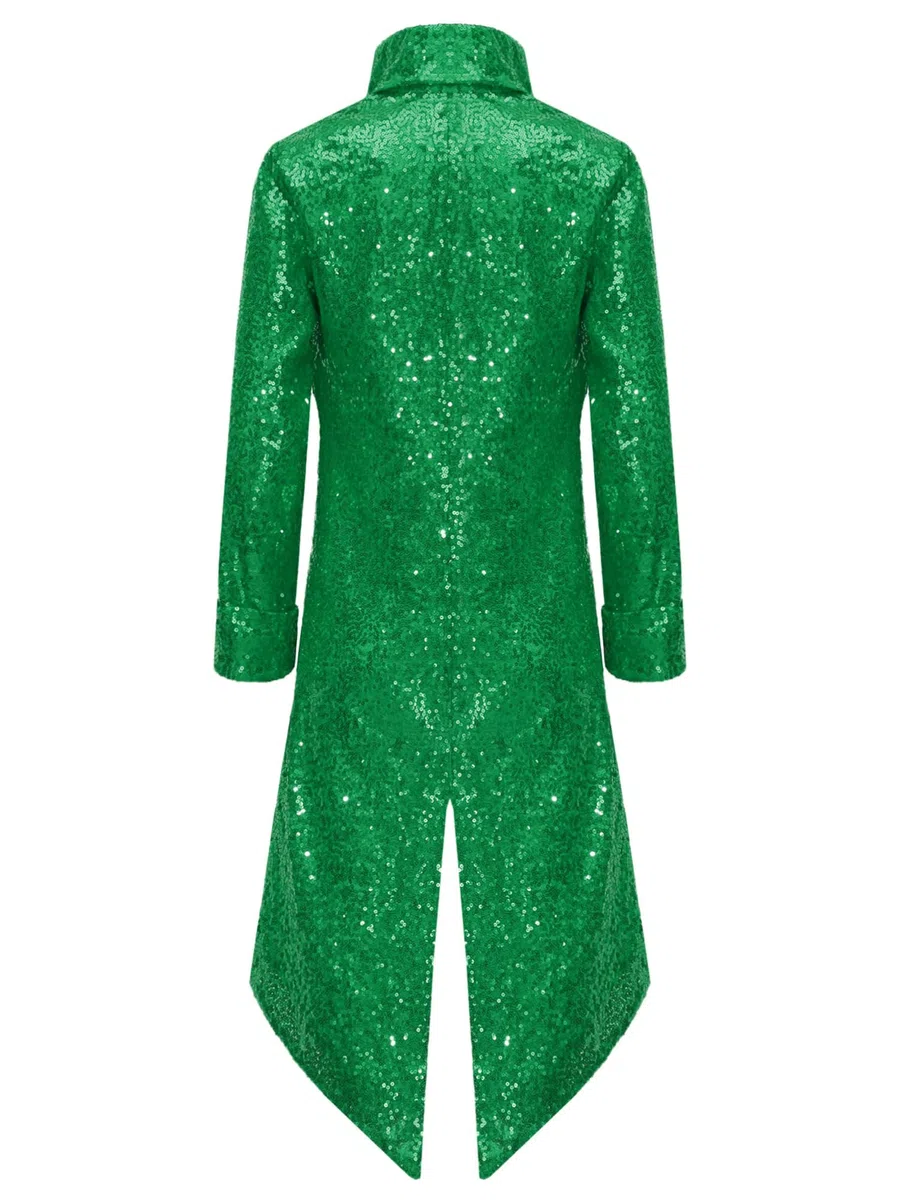 Alvivi Chaqueta Esmoquin de Lentejuelas para Niño Chaqueta de Medieval Steampunk Vintage Gótico Chaqueta de Traje y Blazer Fiesta Disfraces Carnaval 5-16 Años