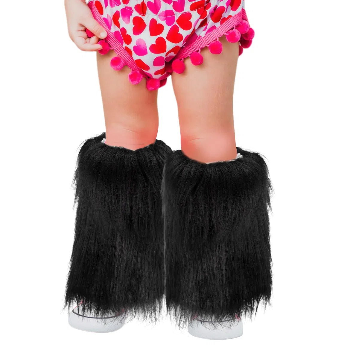Calentadores de piernas peludos de piel sintética para niños, puños largos y peludos, para botas de invierno, para fiestas, Halloween, cosplay, accesorio de disfraz