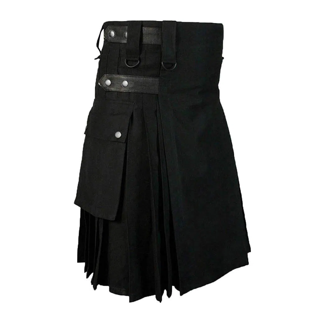 Falda Plisada Estilo Kendo para Hombre Diseño Punk Gótico Retro con Bolsillos Falda Escocesa de Moda Urbana Kilt de Algodón Ropa Alternativa Dark Academia n39