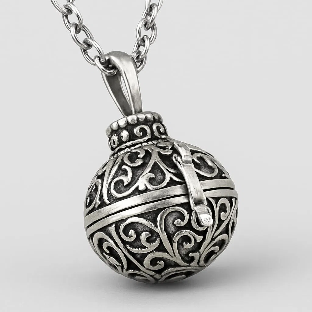 Colgante Conmemorativo de Plata Envejecida – Joyería Espiritual para Guardar Recuerdos – Amuleto Boho con Compartimento para Cenizas, Cabello o Perfume – Regalo de Amor y Protección