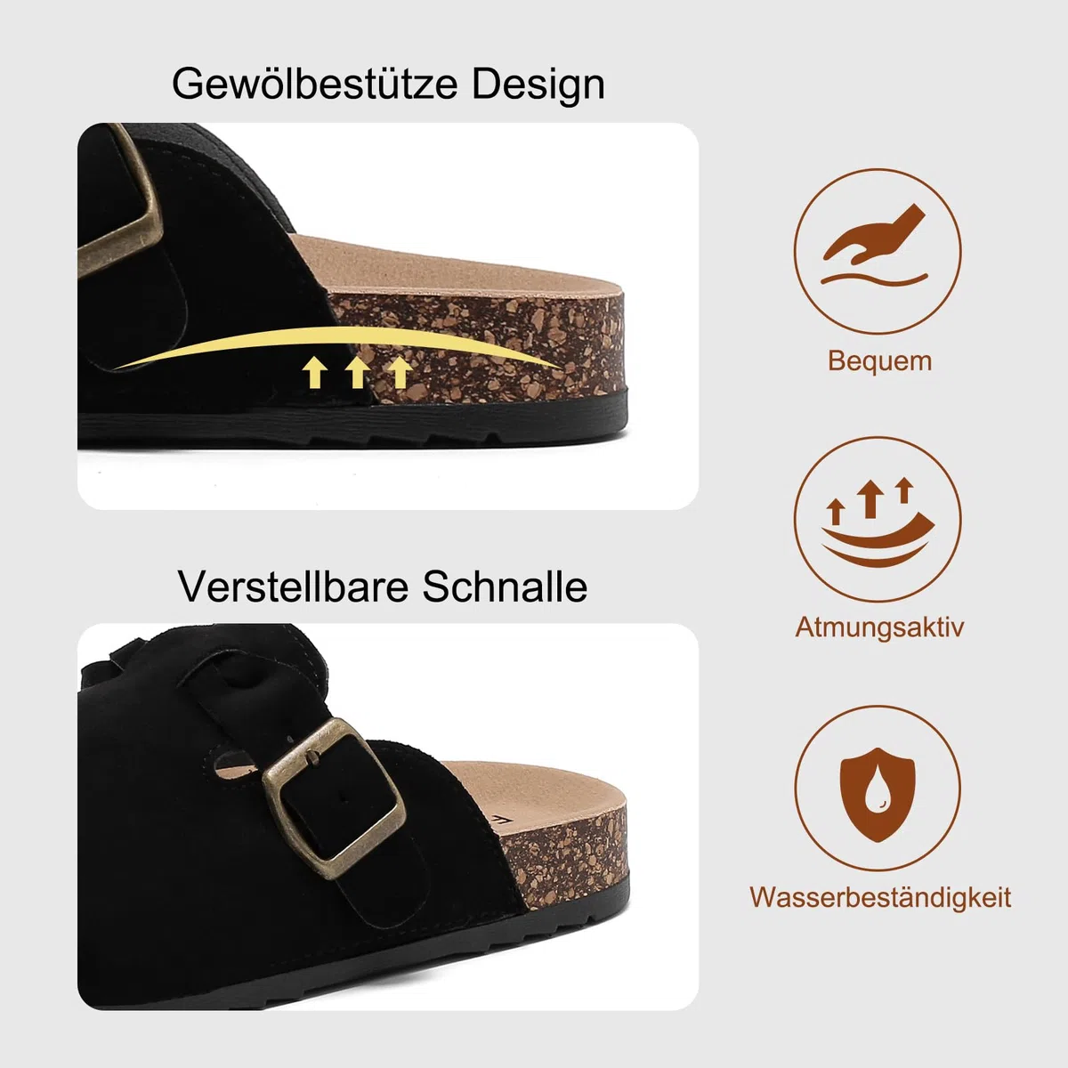 Zuecos y Mules para Hombre,Unisex Clog Pantuflas de Piel,Sandalias y Mulas de Piel con Corcho