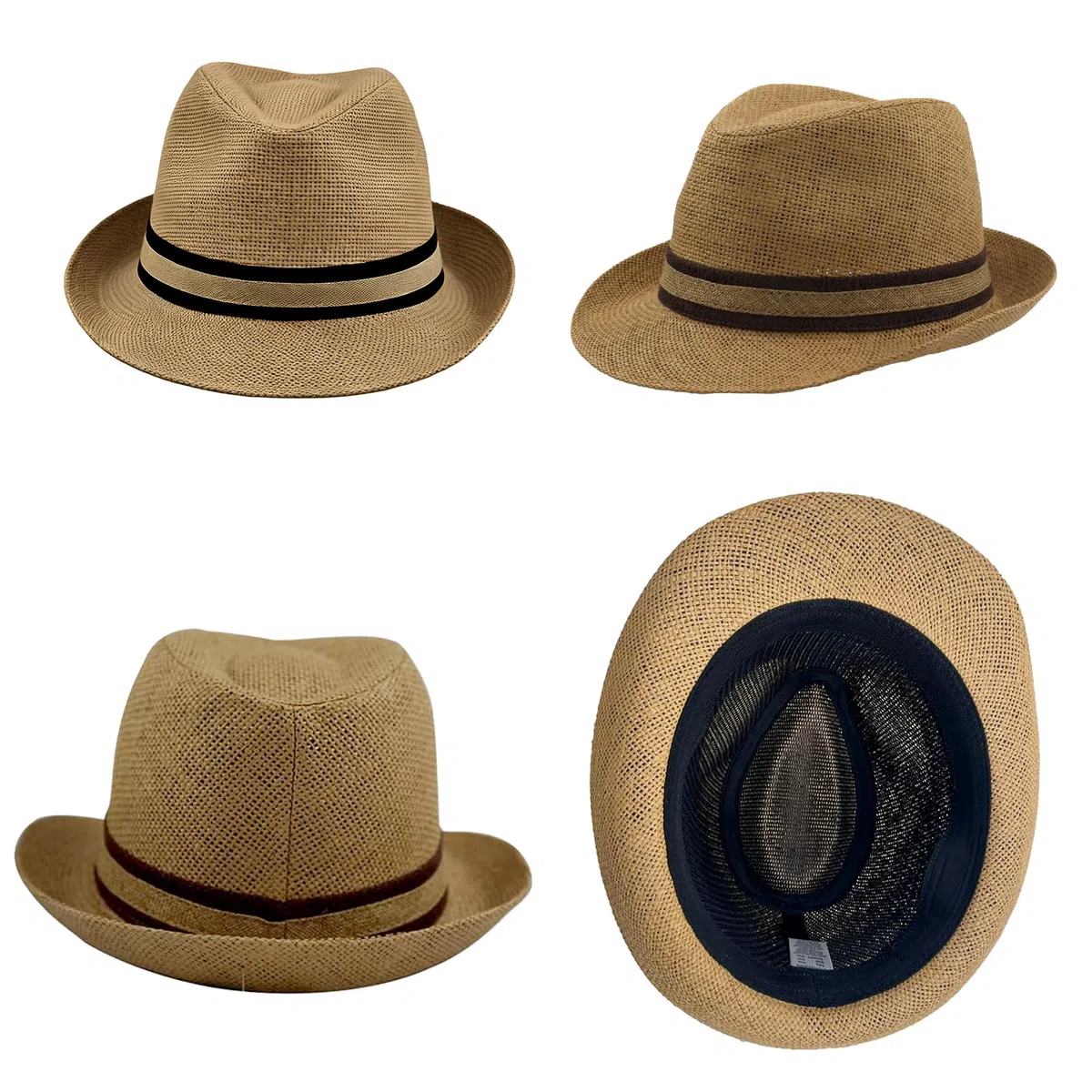 Sombrero Fedora Unisex de Paja con Cinta Decorativa, Elegante y Transpirable para Verano, Ideal Playa, Viajes o atuendos Casuales