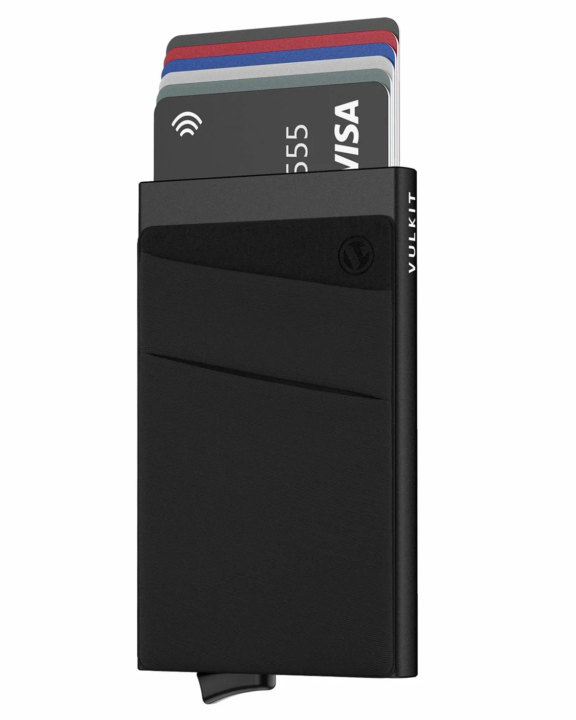 VULKIT Tarjetero Hombre o Mujer con Bolsillo Billetes Porta Tarjetas Pop Up Tarjeteros RFID Bloqueo Pequeño Funda Tarjeta Credito Metalico