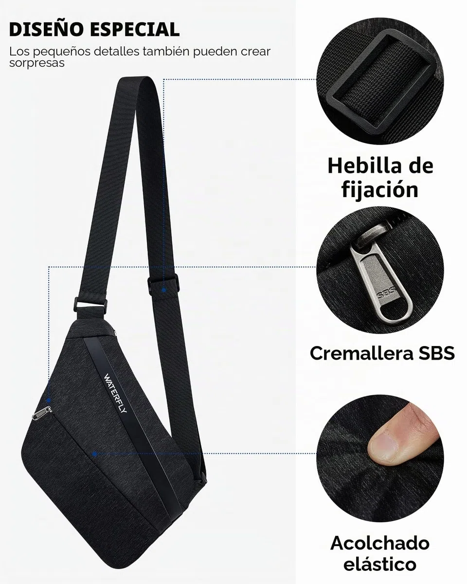Waterfly Mochila Bandolera Bolsa Pecho Portatil Pequeña para Viaje | para hombre, pequeña, deportes, trabajo, portátil, ligero, uso diario