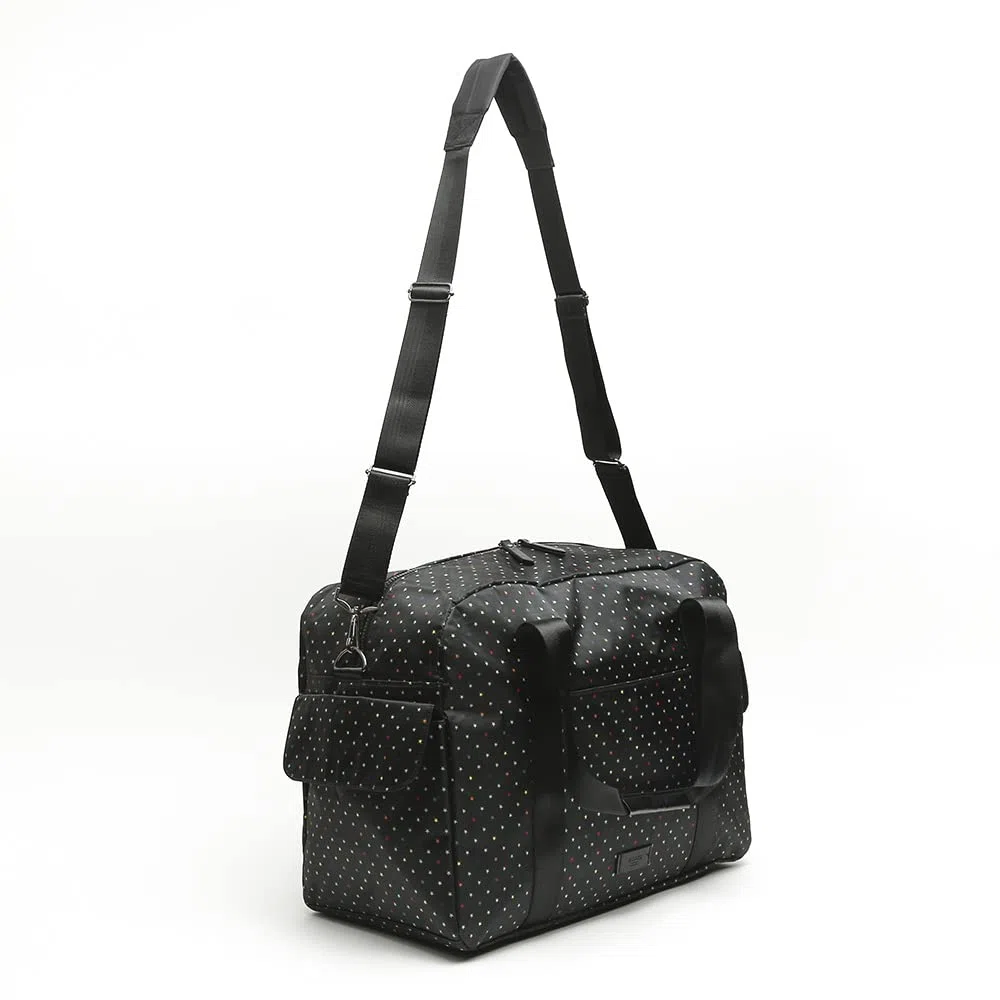 MISAKO Estri Bolsa Fin de Semana Estampado de estrellitas con Bandolera extraíble ED. Mujer - Estri Negro 33 X 45 X 22 cm