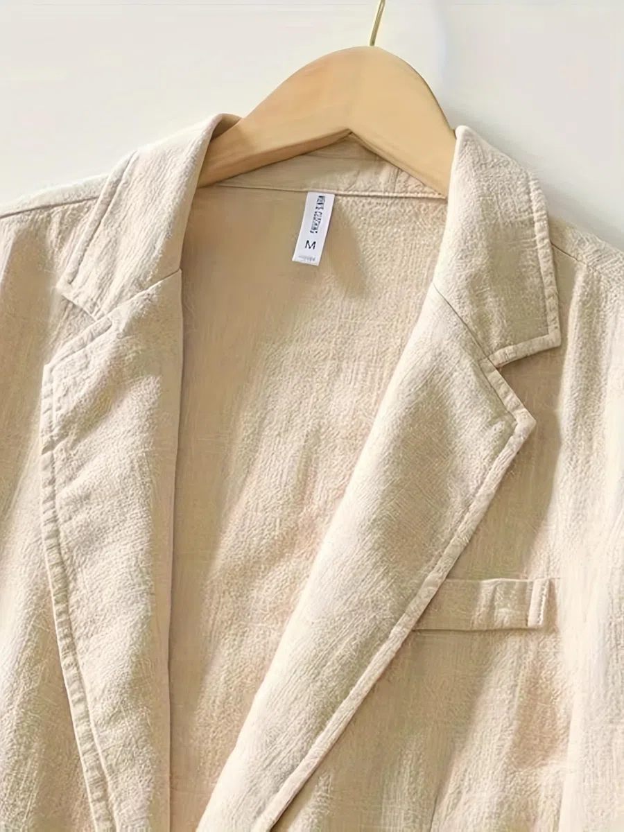 Genérico Blazer De Lino Y Algodón para Hombre, Chaqueta Ligera De Verano, Abrigo Deportivo De Lino para Hombre, Chaqueta De Traje De Dos Botones, Blazer Fino Elegante E Informal para Negocios, Tra