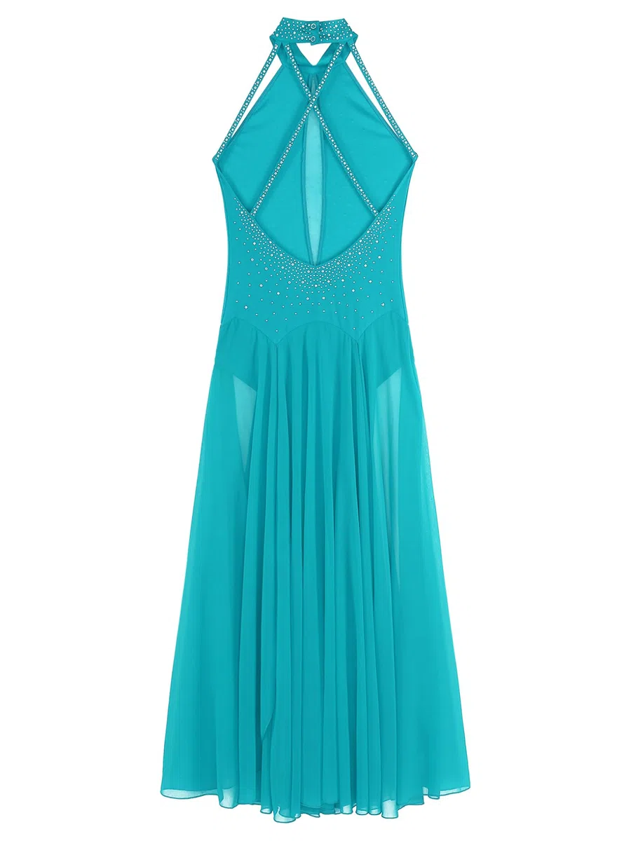Freebily Vestido De Danza Lírica para Mujer Maillot Sin Manga Maillot con Falda Tul Vestido Lentejuelas Mailllot De Ballet Ropa De Baile Contemporánea