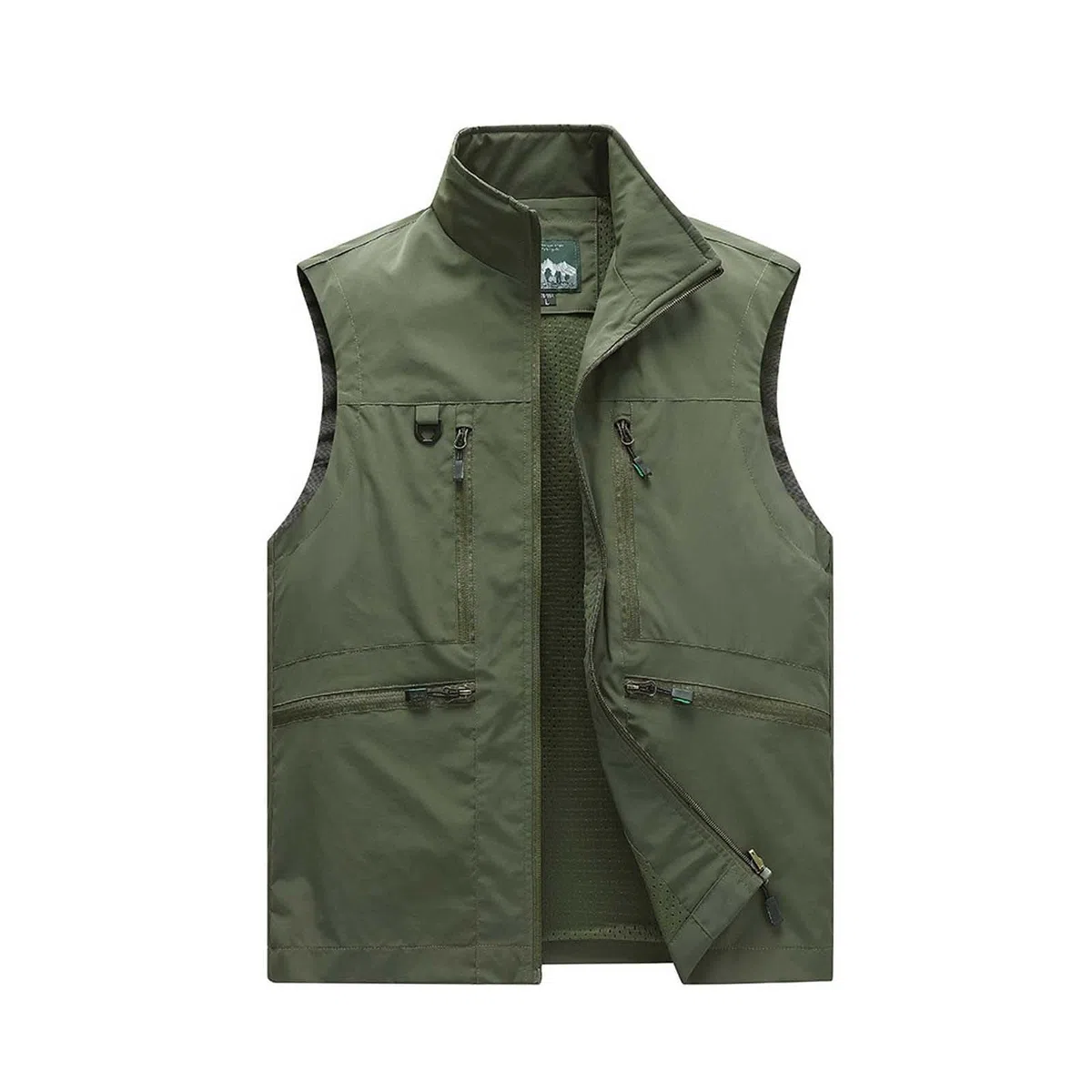 Generisch Chaleco de primavera y verano para hombre, cuello informal, bolsillo cargo chaleco abrigo