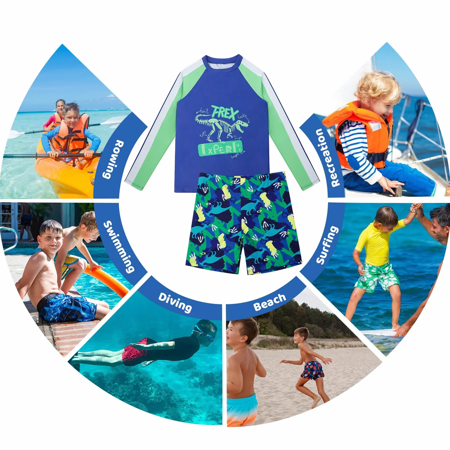 Bañador Niño con Manga Larga UV Protección Solar Camiseta de baño y Pantalones de natación para Surf Piscina Playa
