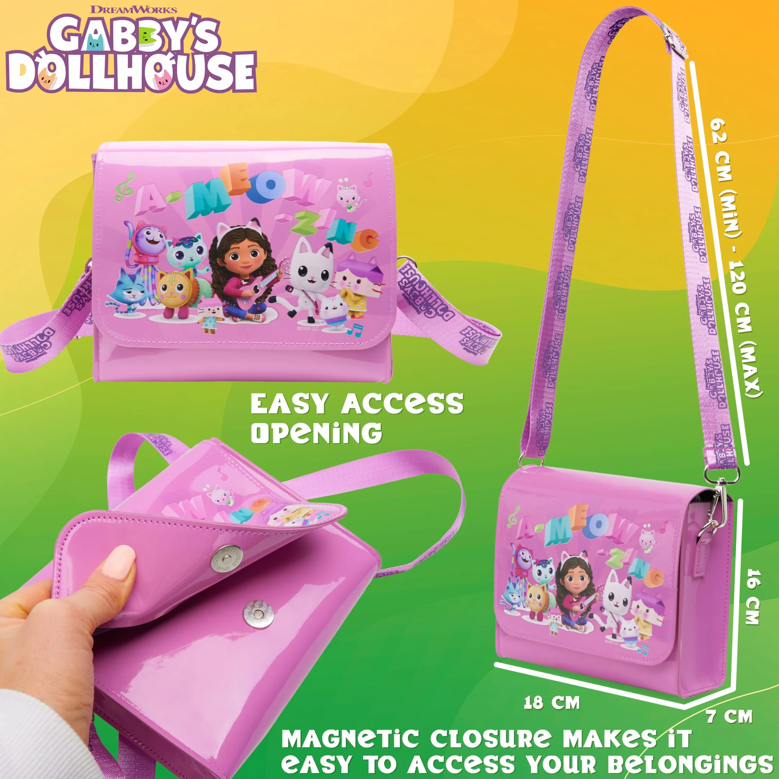 Casa de Muñecas Gabby Bolso Niña, Bolso Bandolera con Correa Ajustable - Regalos para Niñas