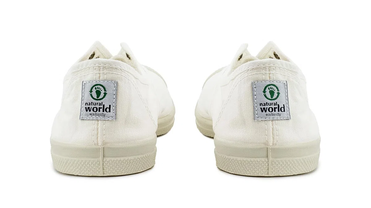 Natural World Eco - Zapatillas Mujer Casual de Algodón Orgánico - Sneakers Sostenibles con Suela de Caucho Natural - Veganas - Fabricadas en España - Blancas - Modelo 102