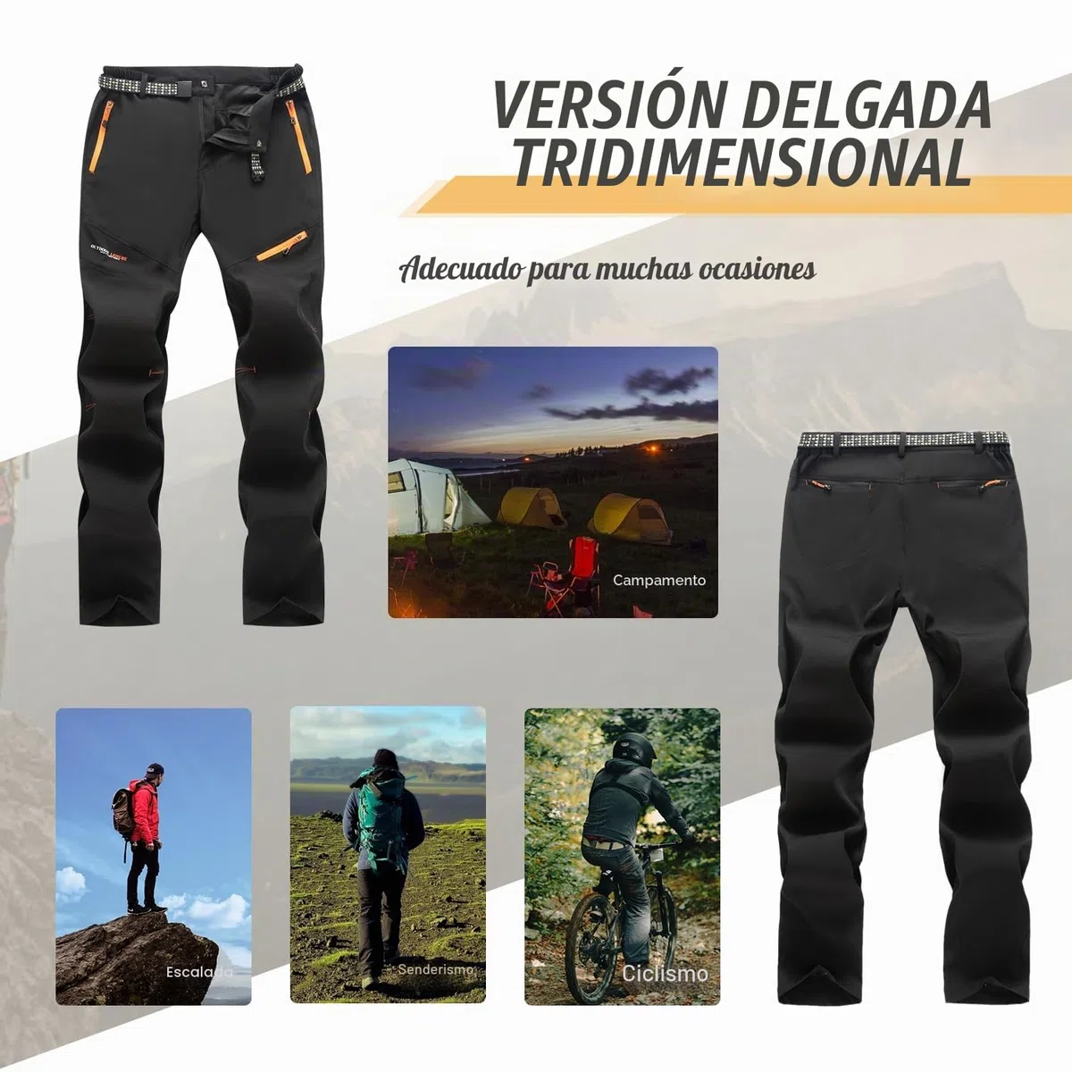 SUKUTU Pantalones de Trekking para Hombre Ligeros y Transpirables de Secado rápido para Exteriores