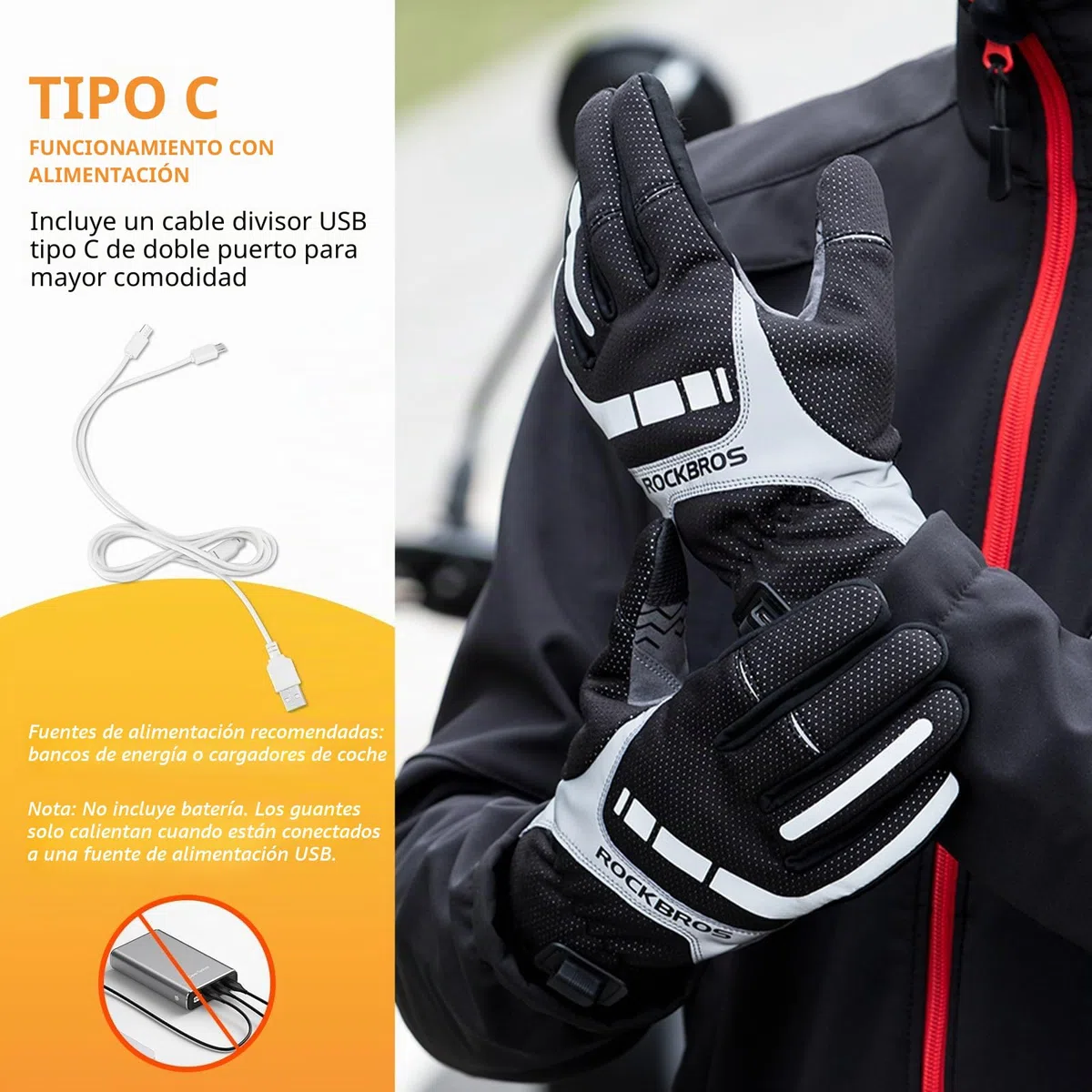 ROCKBROS Guantes de Ciclismo Antideslizantes, Guantes Antiviento Hombre Mujer con Pantalla Táctil Resistente al Agua para Bicicleta Moto Deportes al Aire Libre
