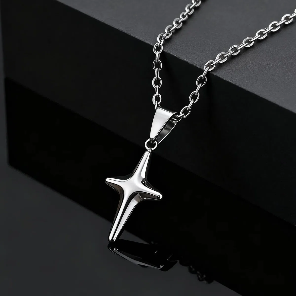 Collar personalizado para hombre y mujer, collar simple y moderno con colgante de estrella, gargantilla de color plateado para hombre, accesorios de joyería punk para fiesta de moda