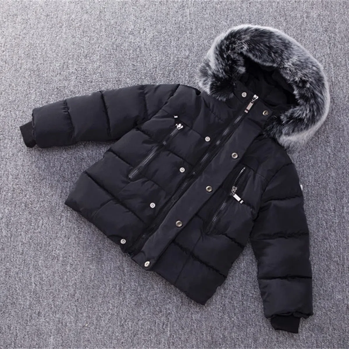Generisch Niños Niños Bebé Niños Abrigos de Invierno Espesar Cuello Polar Sudadera con Capucha Chaqueta de Plumas a Prueba de Viento Traje de Nieve Ropa Ropa de Abrigo Niño Oliva