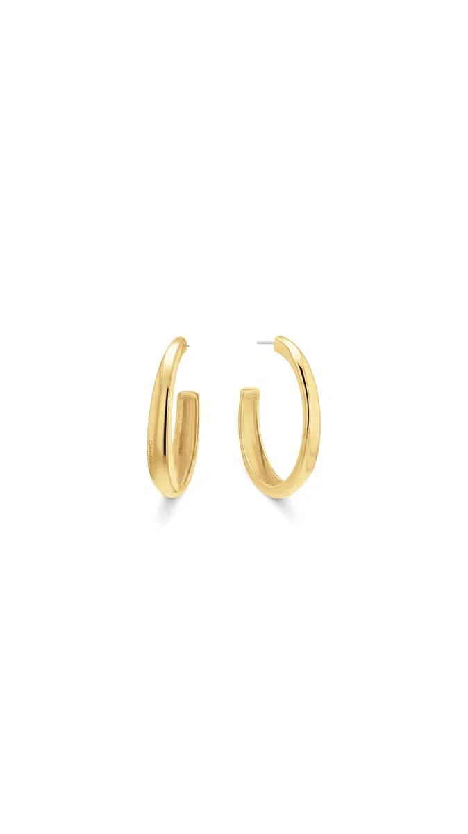 Pendientes de aro Calvin Klein para mujer de acero inoxidable chapado en oro amarillo, 35000836