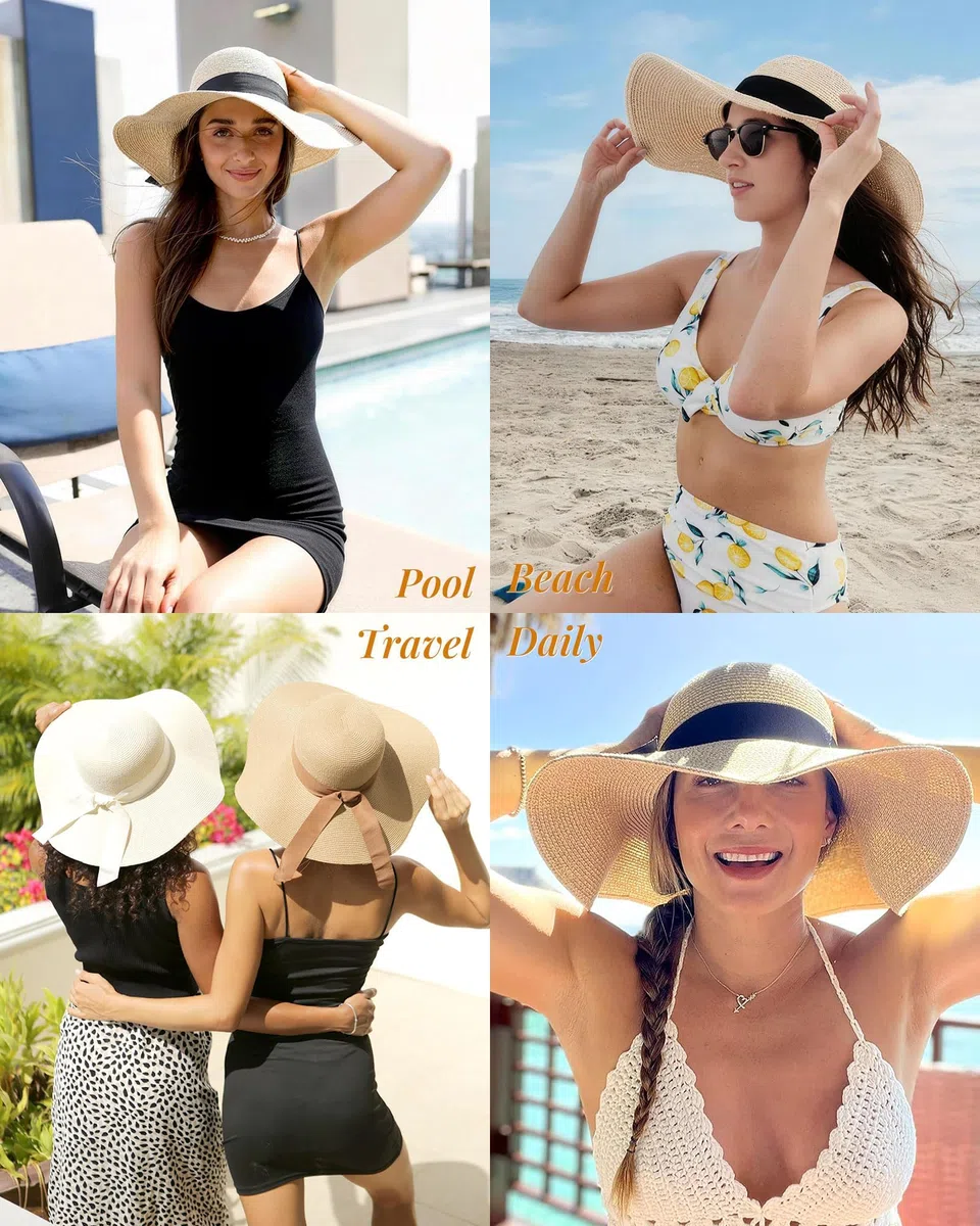FURTALK Sombrero Moderno de ala Ancha para Mujer UPF50+ Sombrero de Viaje de Verano para la Playa