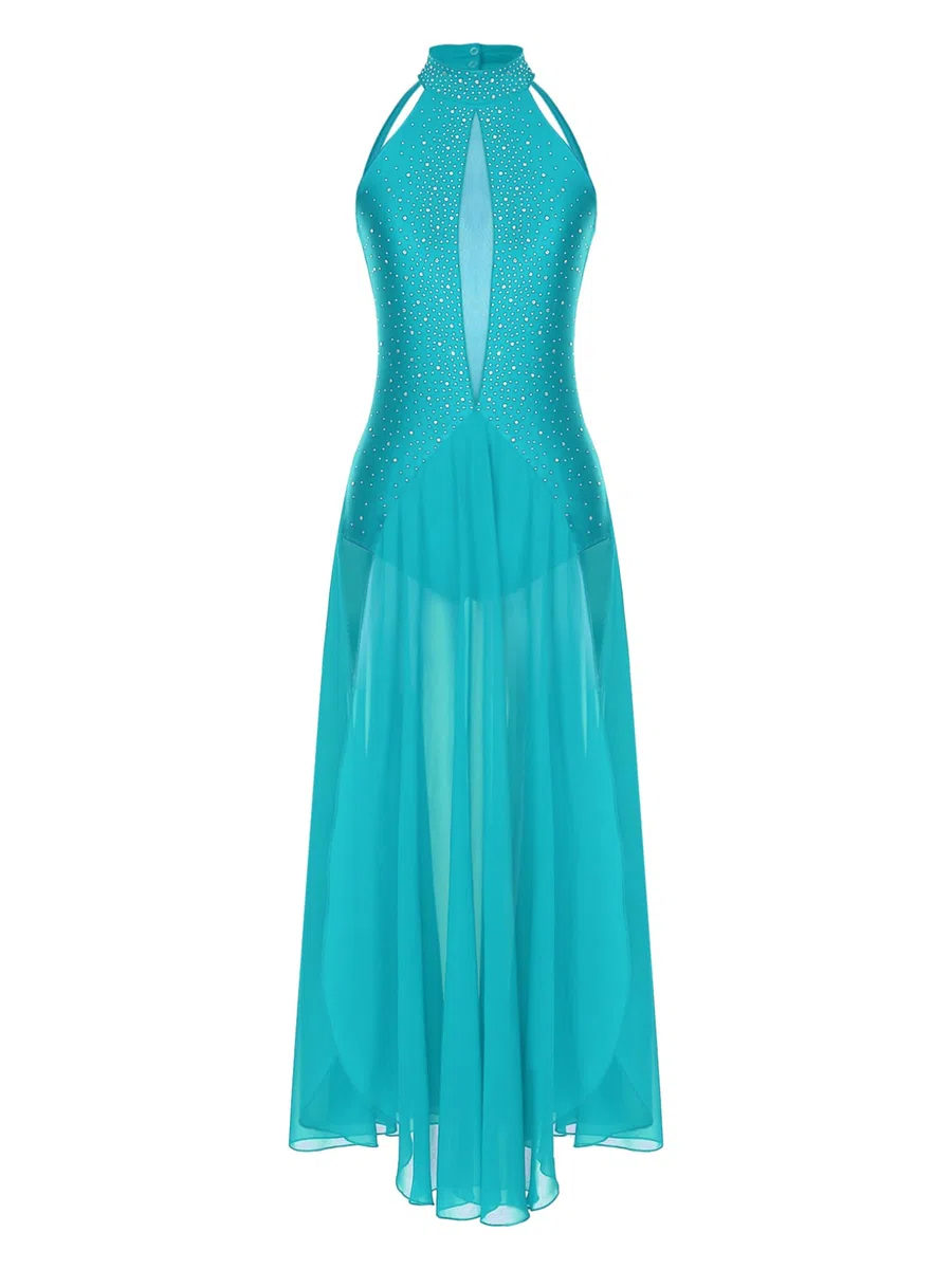 Freebily Vestido De Danza Lírica para Mujer Maillot Sin Manga Maillot con Falda Tul Vestido Lentejuelas Mailllot De Ballet Ropa De Baile Contemporánea