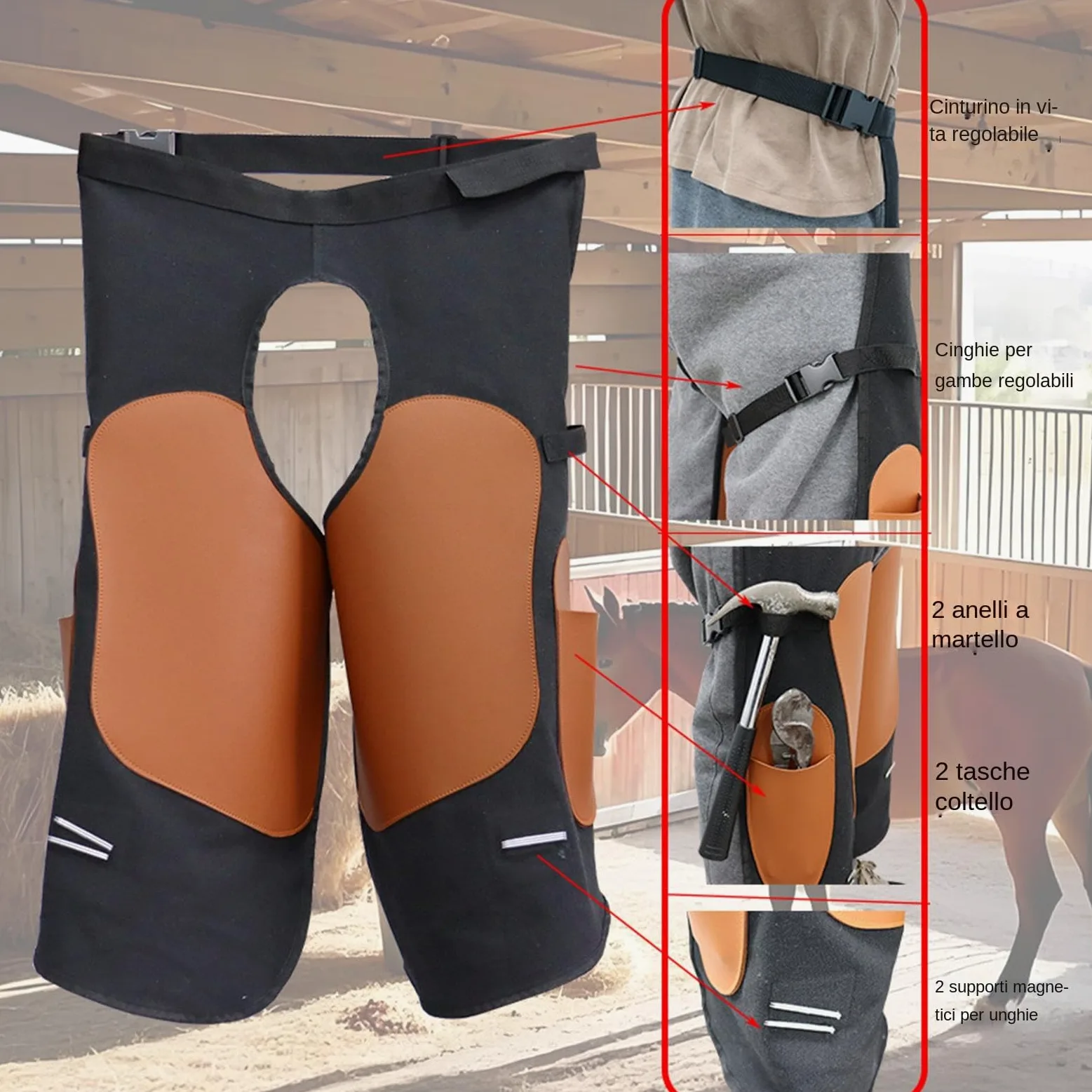 Delantal para Herrador Equipo Ajustable Muy Resistente Con 2 Bolsillos Para | Mandil para Soldador para Bombero Mecánico Maquinista Carpintero Tienda de Construcción y Trabajo en