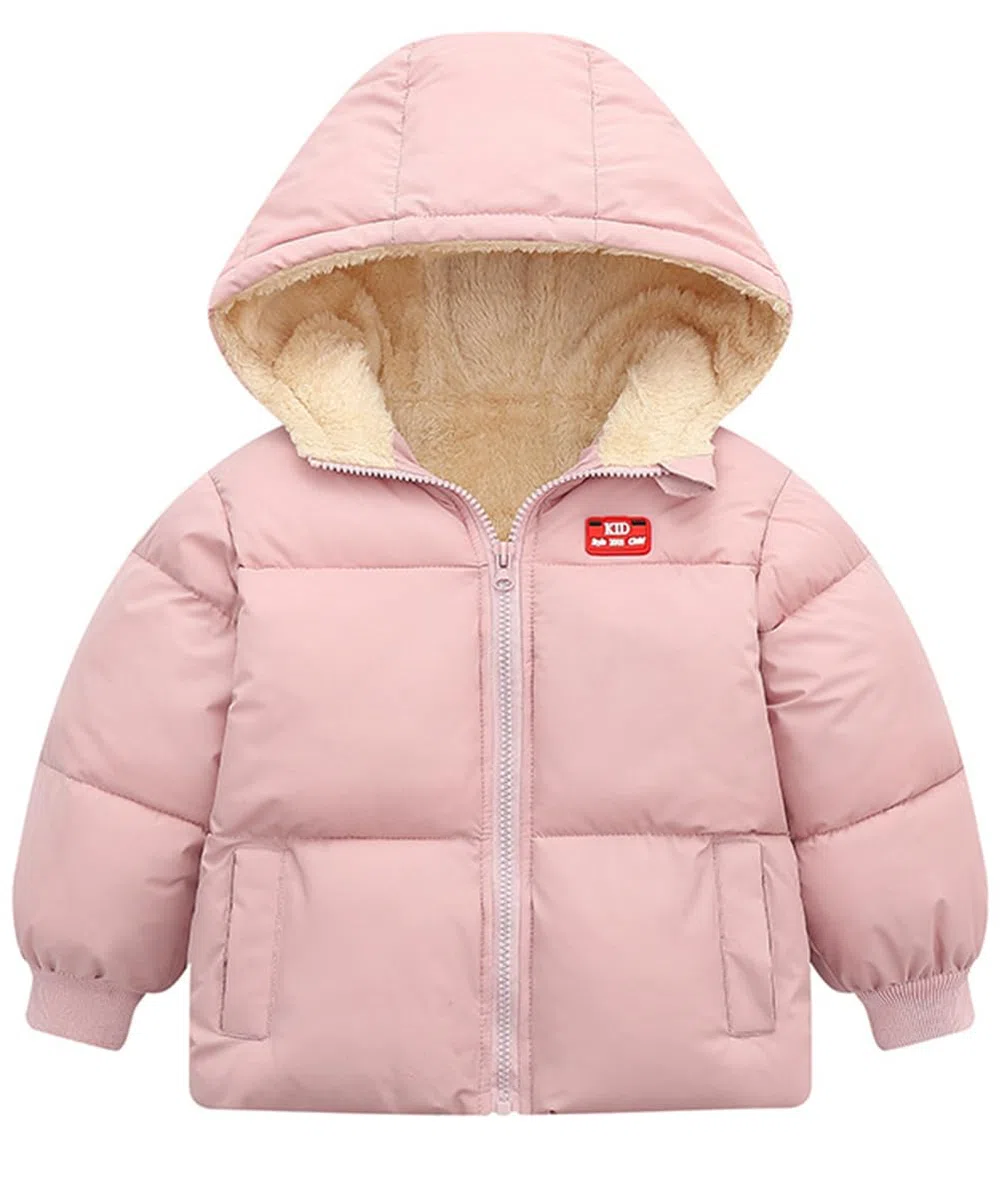 Kids4ever Abrigo de invierno para bebés y niñas, chaqueta con capucha y cremallera, resistente al viento, forro polar cálido, traje de nieve con dos bolsillos, 12 meses-5 años