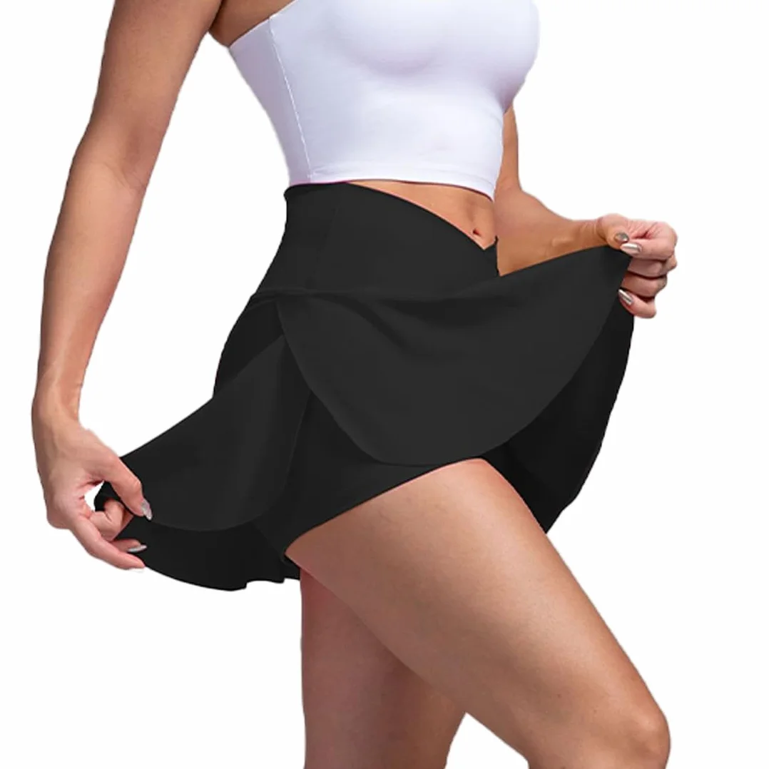 Augesak Falda Tenis Mujer,Falda Pantalon Deporte Mujer de Cintura en V,Falda Padel Mujer con Bolsillos, Falda Pantalon Mujer para Golf,Correr y Senderismo