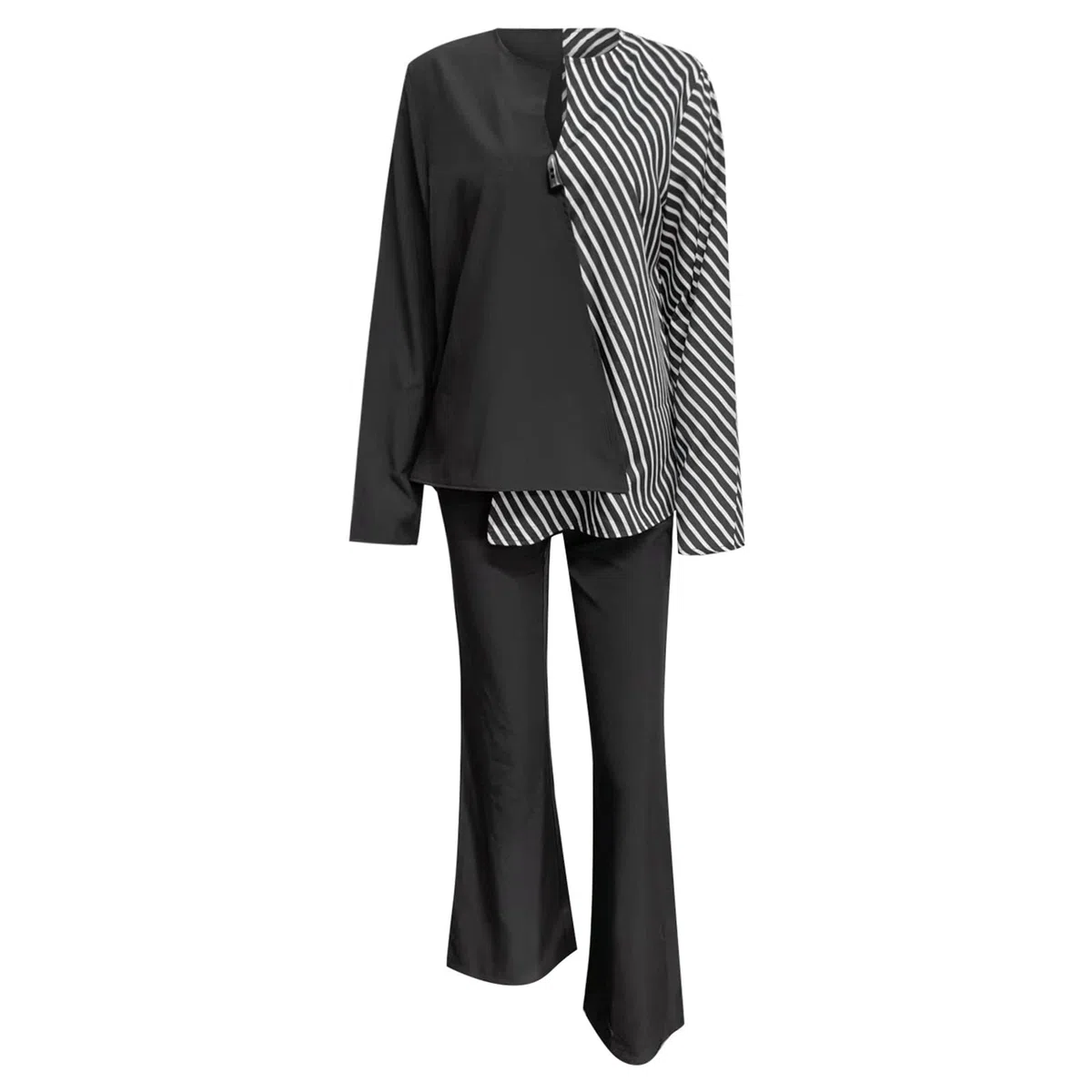 Generico - Traje de mujer para mujer, pantalón y chaqueta, talla grande, elegante, completo para mujer, manga larga, negocios, completo, color liso, con pantalones y blazer de dos piezas, para bodas y