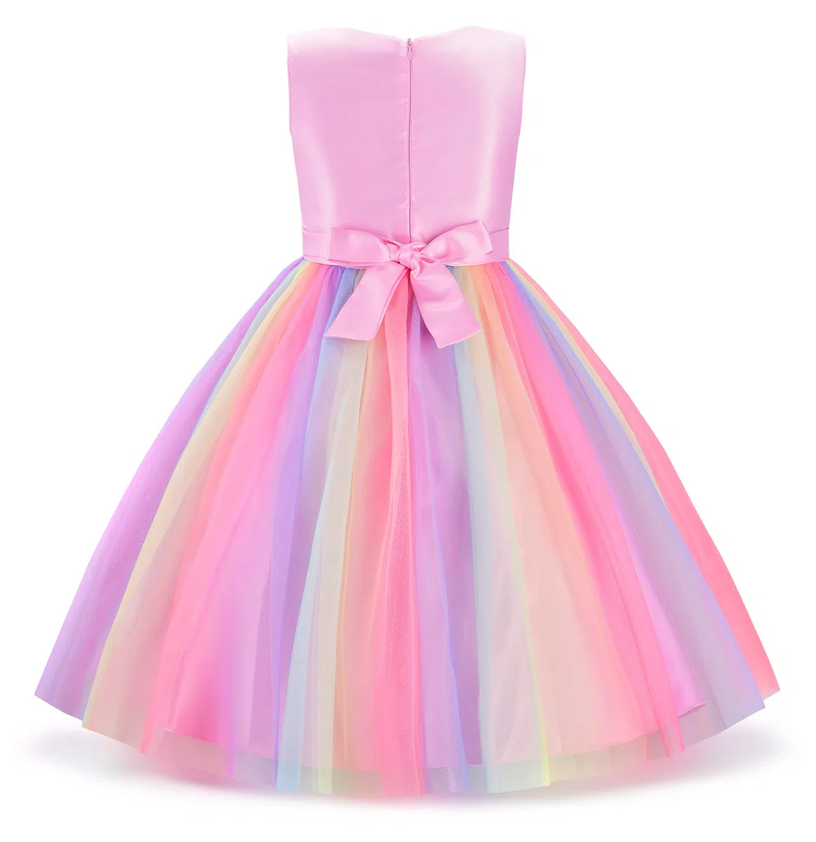 Uhnice Vestido Niña Princesa de Tul con Lentejuelas Arcoíris, Vestido de Dama de Honor para Boda Fiesta Cumpleaños